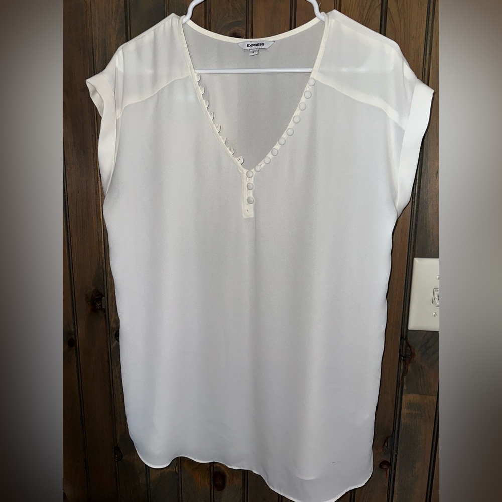 Express White V-Neck Blouse